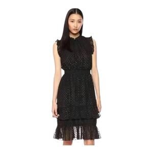 Avec Les Filles Black Metallic Dot Ruffled Party Dress Size 12